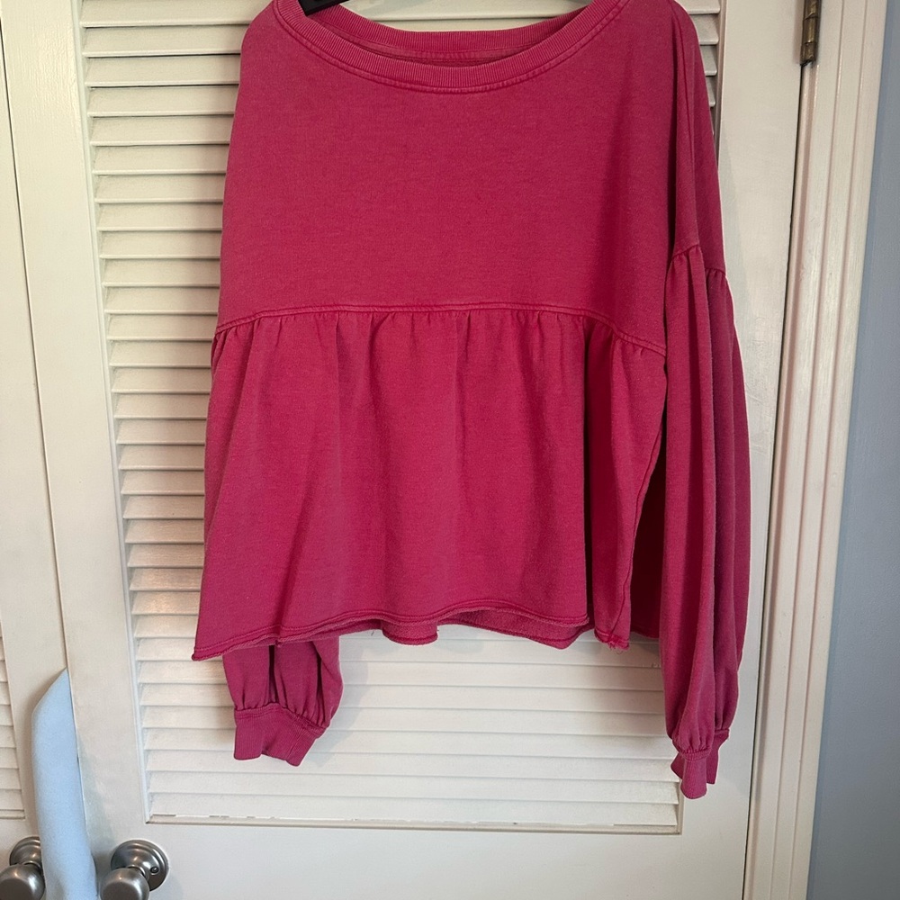 True Craft Women's Pink Ruffle Sweatshirt